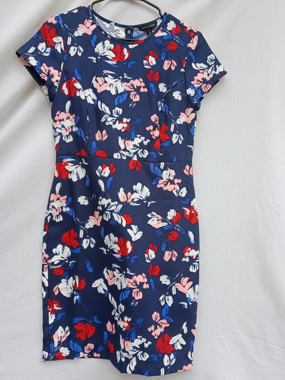 Banana Republic Navy Floral Sheath Midi Dress